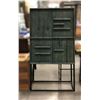 Image 1 : 2-door tall green wood storage cabinet (approx. 32in W 5ft H)