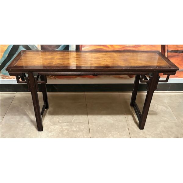 Large wooden entry table (approx. 66in W 33in H 20in D)