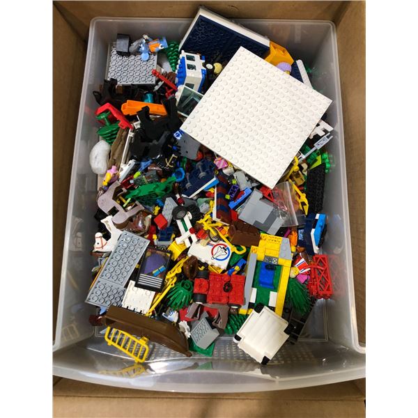 Box of misc kids toy lego pieces