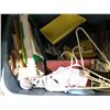 Image 3 : Group of misc items including - suitcases, books, hanger, footstool, bucket, canon ball, cassette ta