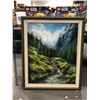 Image 2 : Framed original "Mountain Landscape" painting on canvas signed by artist "Charie" - approx. 29"x35 1