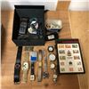 Image 1 : Group of items from estate - includes watches/silver money clips/collectibles stamps etc.