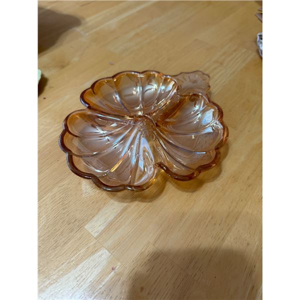 Carnival glass pansy dish