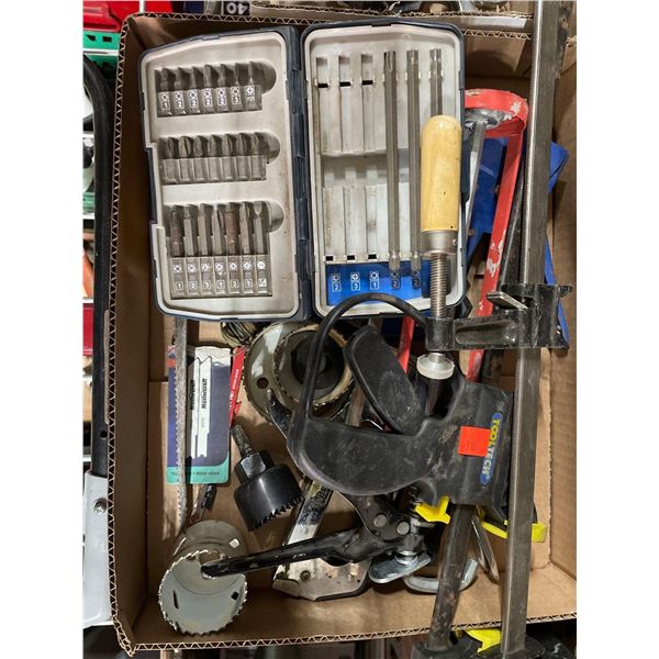 Lot of Assorted Tools - Hole Saws, Clamps, Bits, Staplers