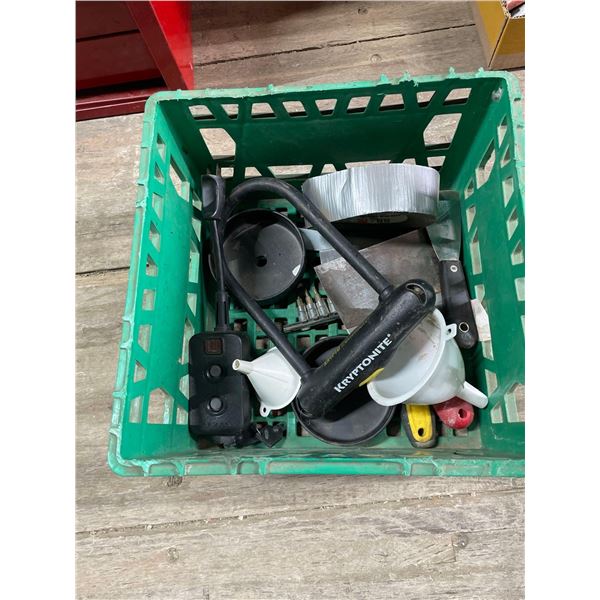 Lot of Assorted Tools with Milk Crate