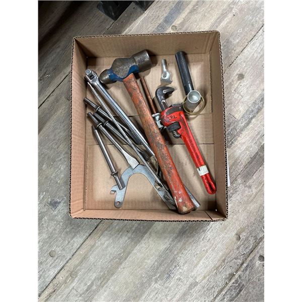 Lot of Assorted Tools, Hammer, Pipe Wrench, Breaker Bar