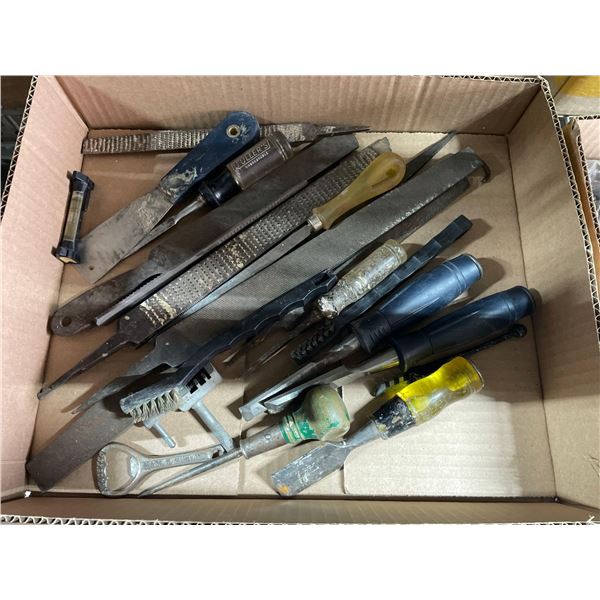 Box of assorted tools, files,pliers etc.