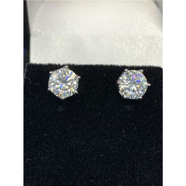 GRA CERTIFIED MOISSANITE VVS D EARRINGS WITH AN ESTIMATED TOTAL 2.00 CARAT SET IN 925 STERLING SILVE