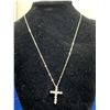 Image 1 : 11 ROUND MOISSANITE STONES WEIGHING AN APPROX. TOTAL 1.00 CARAT SET IN STERLING SILVER CROSS WITH ST
