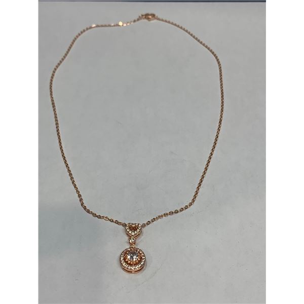 Rose Cluster Pendant with .80 Carat Solitaire Stone and Chain