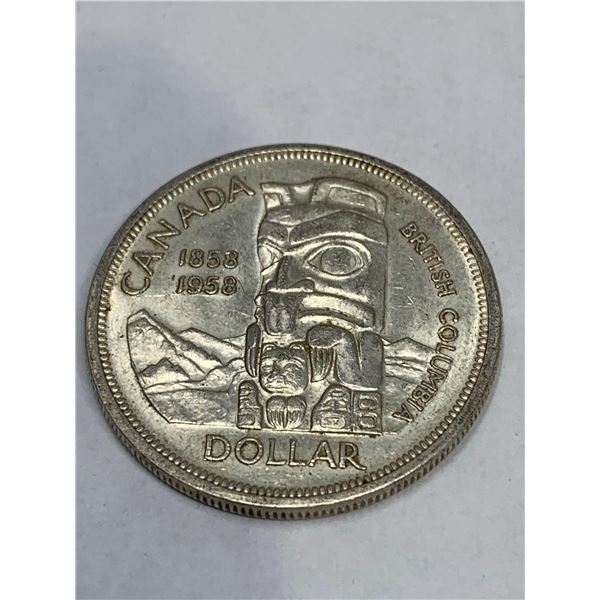 Canada 1858-1958 British Columbia Totem Pole Silver Dollar