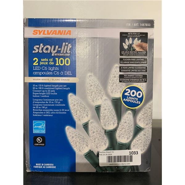 Sylvania Stay-Lit 2 Set of 100 LED C6 Lights
