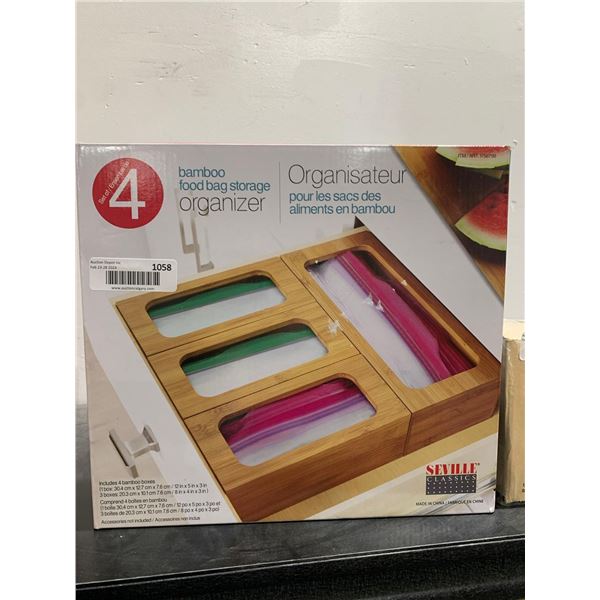 Bamboo Food Bag Storage Organizer Set of 4