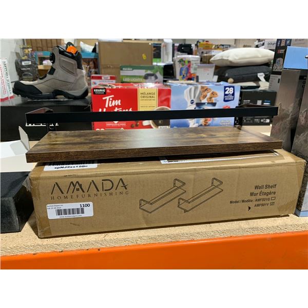 Black & Wood Tone Amada Home Furnishings Wall Shelf 2 pack