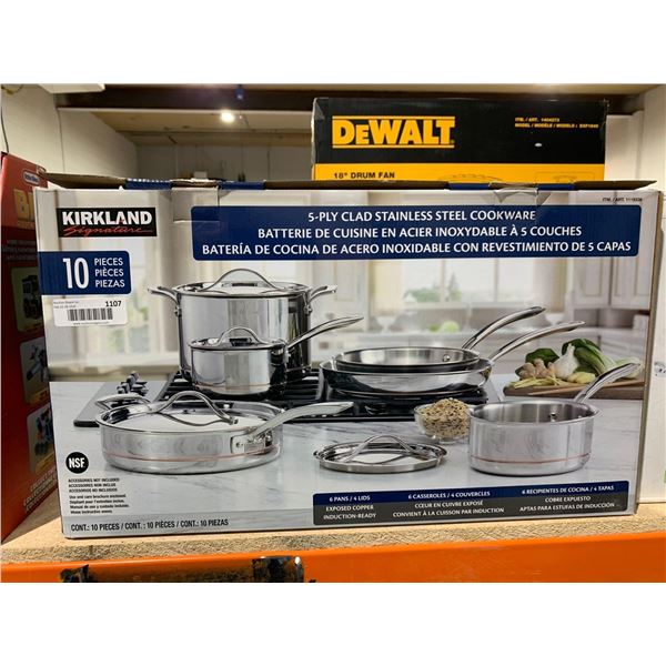 Kirkland signature 10 piece stainless steel cookware set