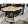Image 3 : Round Coffee Table 35" Diameter x 20" Height - Wooden Table Top Metal Base