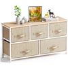 Image 1 : Fabric Dresser with 5 Drawers, Wide Dresser Storage Tower, Organizer Unit with Wood Top and Easy Pul