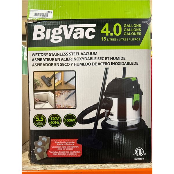 GigVac 15 Liters Wet Dry Stainless Steel Vacuum