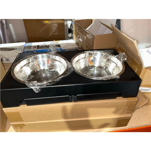 Elevated Dog Bowls, Adjustable Raised Dog Bowl Stand with Double Stainless Steel Dog Food Bowls,Suit