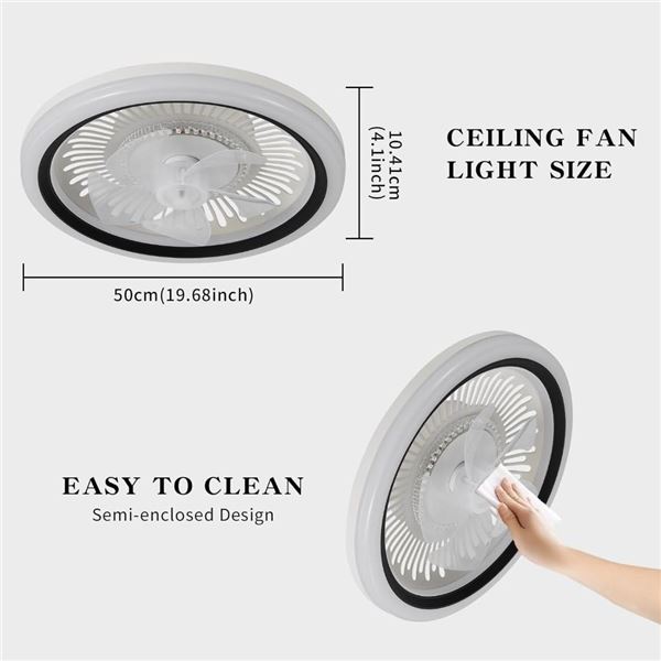 Spnoid Ceiling Fan with Lights and Remote, Modern Bladeless Ceiling Fan