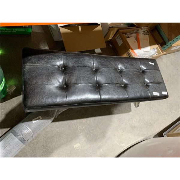 Faux Leather, Silver Framed Bench  48"L x 28" D x 17" T