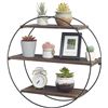 Image 1 : Circle Wall Shelf, Floating Shelves Wall Mounted Round Shelf Wood and Metal Wall Shelf 3 Tier Wall D