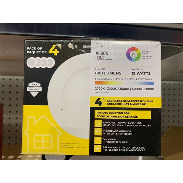 Pack of 4 LED ultra slim recessed lights