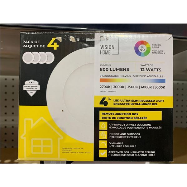 Pack of 4 LED ultra slim recessed lights