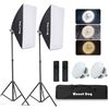 Image 1 : MOUNTDOG Softbox Lighting Kit Studio Photography Continuous Lights Softbox with Dimmable LED 3 Color