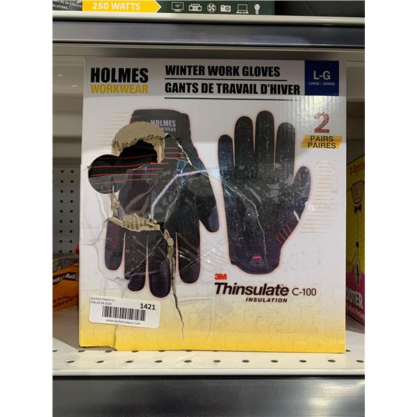 Holmes Workwear Winter Work Gloves - 2 Pair - Size Large