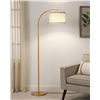 Image 1 : DEWENWILS Modern Arched Floor Lamps with Adjustable Lampshade, Standing Tall Arc Lamp, Brass