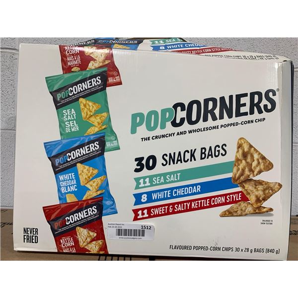 Pop Corners Flavored Popped Corn Chips 30 x 28g Bags