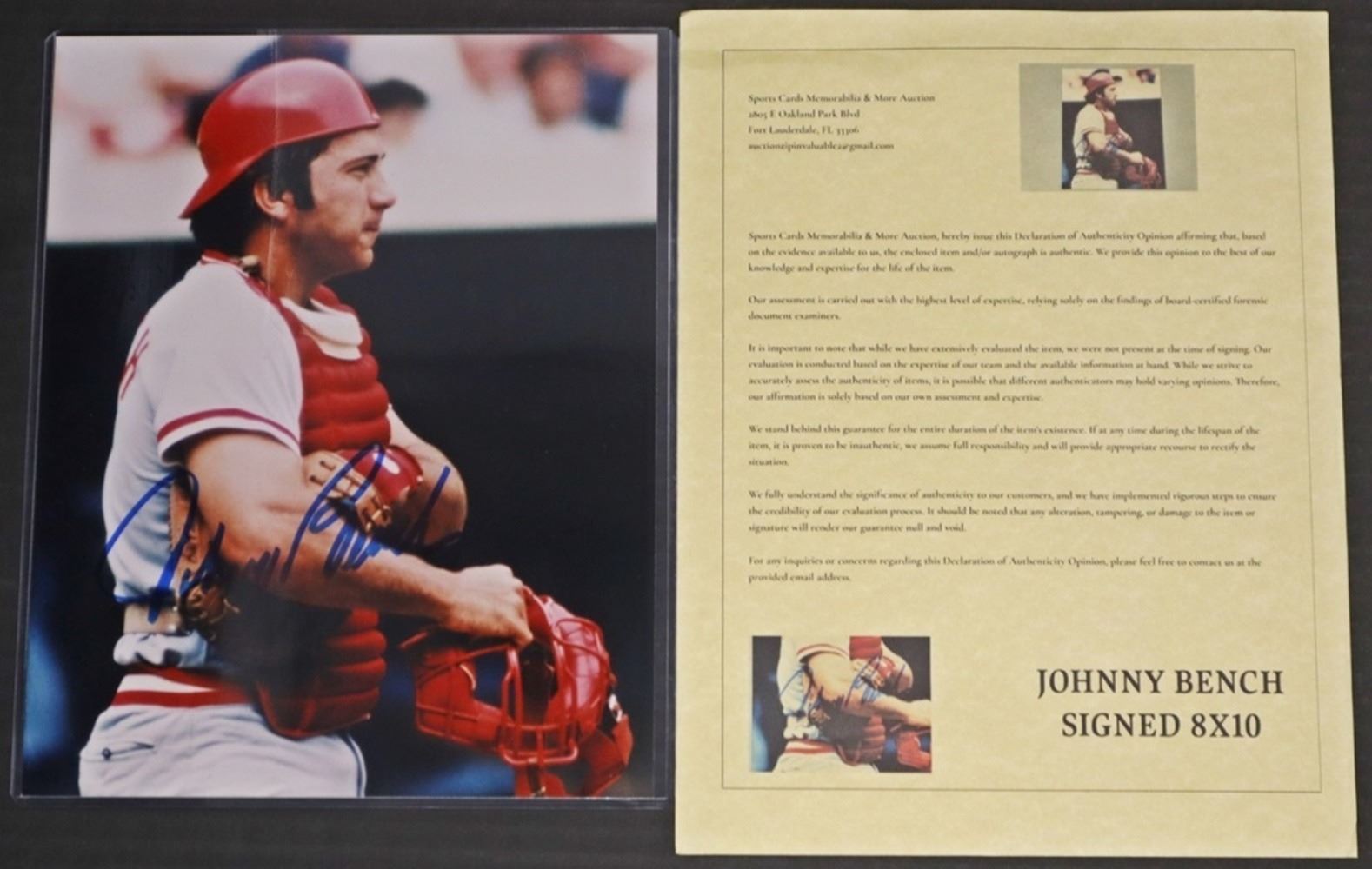 JOHNNY BENCH SIGNED 8X10 PHOTO W/COA