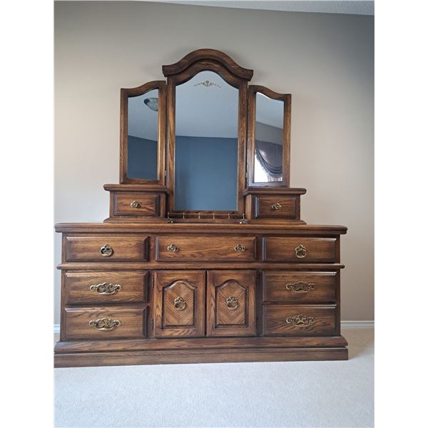 Wooden Dresser with Mirror