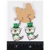 Image 1 : NEW SHAMROCK LUCKY CAT DANGLE EARRINGS