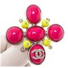 Image 2 : Chanel Pink Yellow Cross CC Brooch