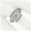 Image 3 : 18k White Gold 1.20 ctw Round & Princess Cut Diamond Tiered Square Cluster Ring