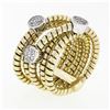 Image 8 : 18k TT Gold Round Diamond Cluster Wide Multi-Crossover Statement Band Ring Sz 6