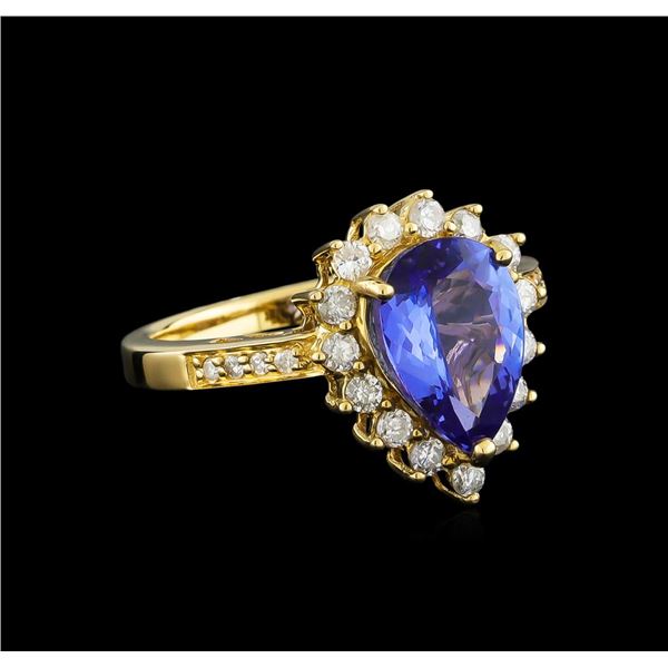 14KT Yellow Gold 2.86 ctw Tanzanite and Diamond Ring