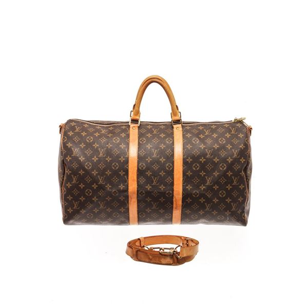 Louis Vuitton Brown Monogram Canvas Bandouliï¿½re Keepall 55 Travel Bag