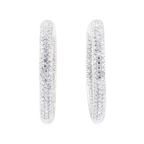 5.30 ctw Diamond Hoop Earrings - 14KT White Gold