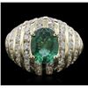 Image 1 : 14KT Yellow Gold 2.03 ctw Emerald and Diamond Ring