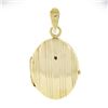 Image 1 : Italian 14k Yellow Gold Polished Grooved Vertical Work Large Oval Locket Pendant