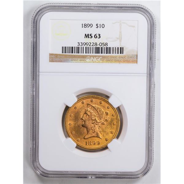 1899 $10 Eagle Gold Coin NGC MS63