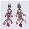 Image 1 : Pair of Mogul Style Silver Topped Gold Tourmaline & Diamond Earrings