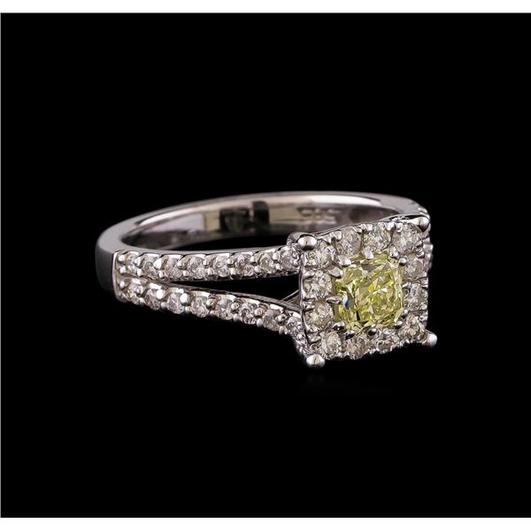 1.09 ctw Fancy Yellow Diamond Ring - 14KT White Gold