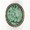 Image 1 : Vintage 14k Yellow Gold Large Oval Cabochon Turquoise Solitaire Cocktail Ring