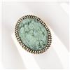 Image 3 : Vintage 14k Yellow Gold Large Oval Cabochon Turquoise Solitaire Cocktail Ring