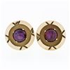 Image 1 : Vintage Men's 14K Gold Star Ruby Florentine Large Open Round Geometric Cufflinks