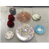 Image 2 : BOX OF GLASSWARE - SWANS, CANDLES HOLDERS, GLASS BASKET, ETC